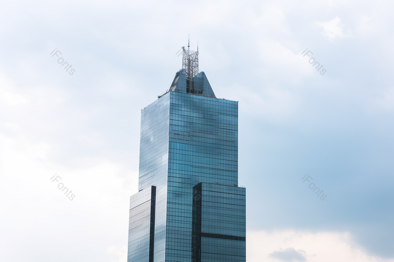 实拍蓝天下写字楼顶端摄影背景,高清,摄影图,摄影图片,图片大全,摄影图免费下载